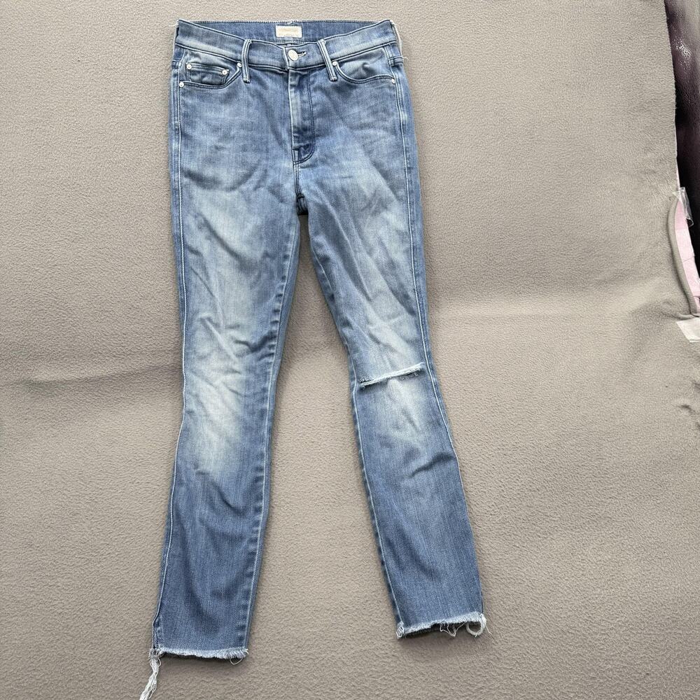 Mother Jeans Womens 26 Blue The Vamp Fray Crack The‎ Whip Skinny Raw Hem Ankle